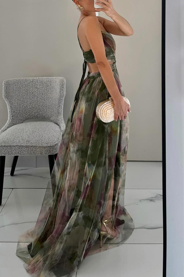 Vestido Maxi Elegante con Estampado y Cordones para Mujer | Look Sofisticado y Atemporal