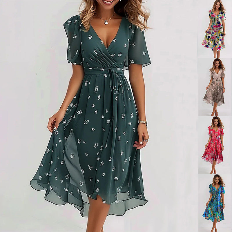 Ahere | Vestido elegante con mangas cortas