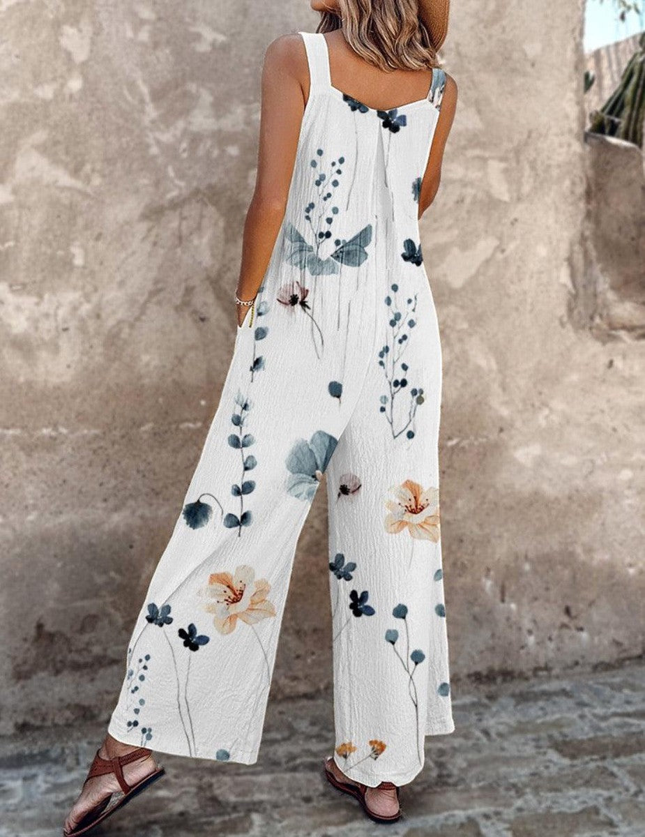 Apolline | Mono con tirantes de flores color marfil