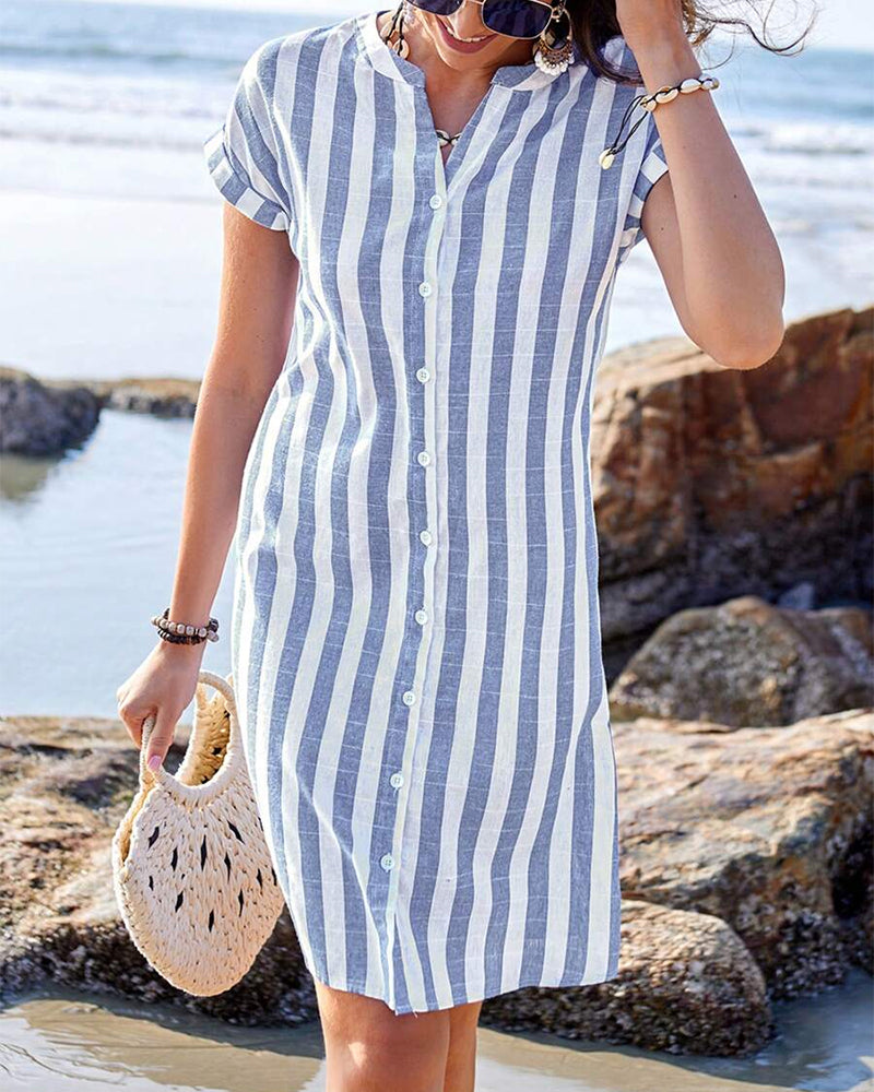 Martine | Elegante vestido de camisa a rayas