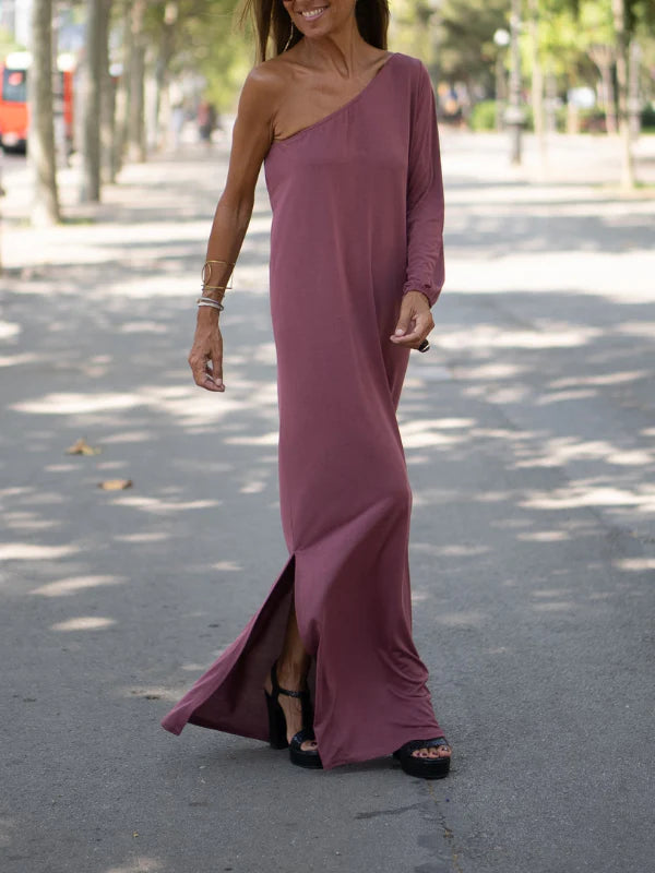 Vestido de un Hombro Elegantemente Fluido