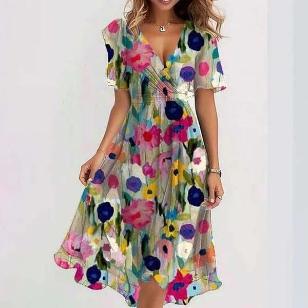 Ahere | Vestido elegante con mangas cortas