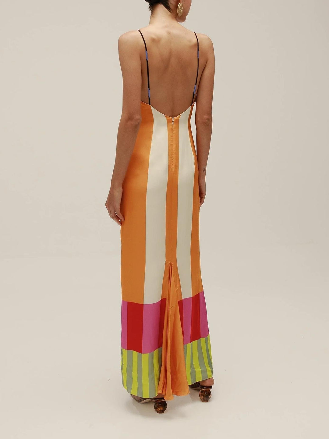 Solea - Vestido Largo con Bloques de Color y Tirantes Finos
