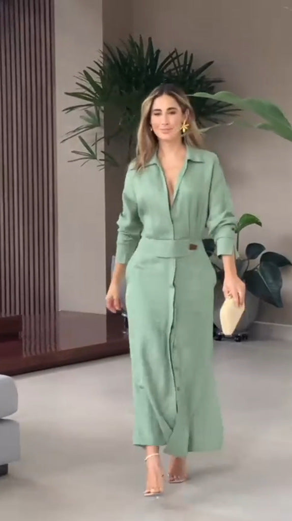 Vestido Rive Camisero con Aberturas y Botón