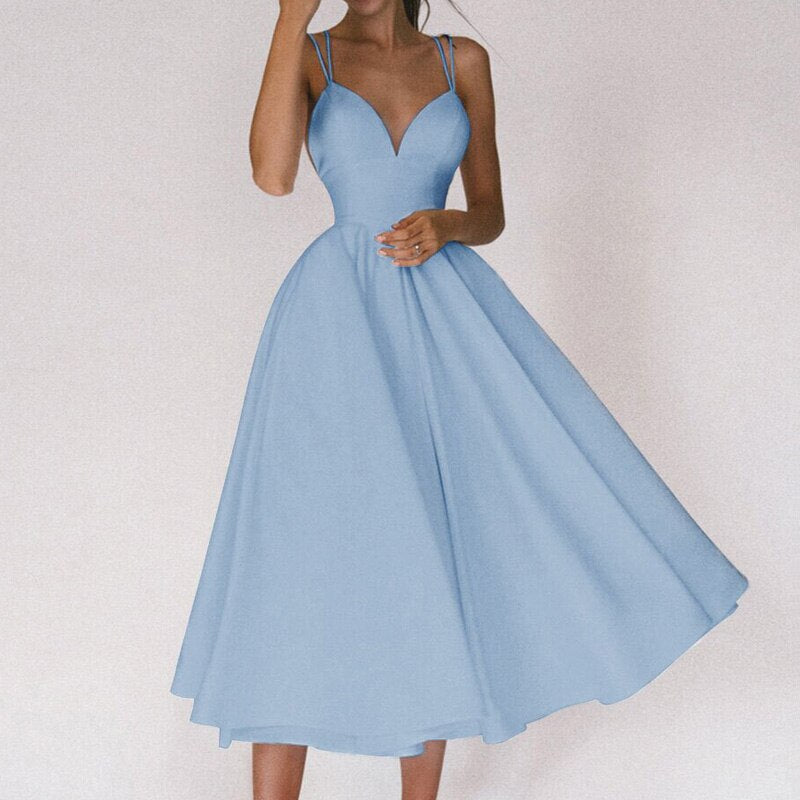 Vestido fluido con cuello en V