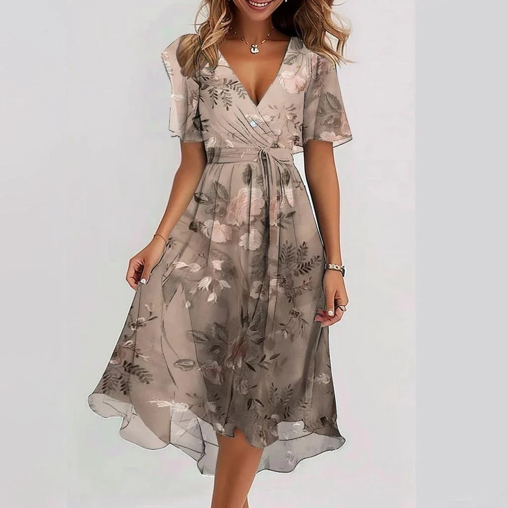 Ahere | Vestido elegante con mangas cortas