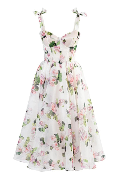 Vestido Sofía Midi Floral sin Tirantes