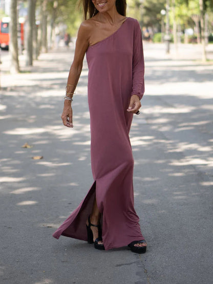 Vestido de un Hombro Elegantemente Fluido