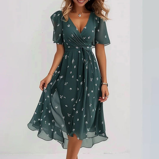 Ahere | Vestido elegante con mangas cortas