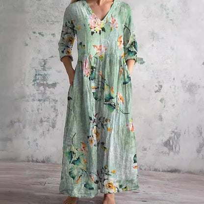 Denise | Vestido de Verano con Escote en V y Estampado Floral
