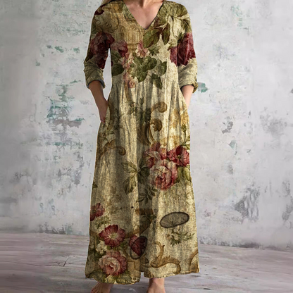 Denise | Vestido de Verano con Escote en V y Estampado Floral