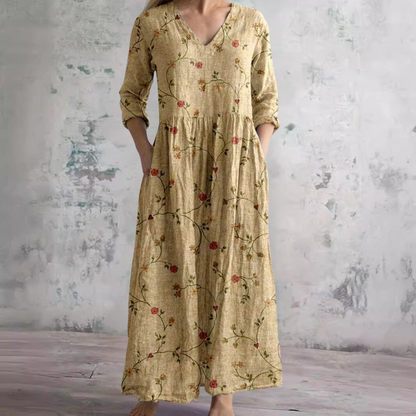 Denise | Vestido de Verano con Escote en V y Estampado Floral