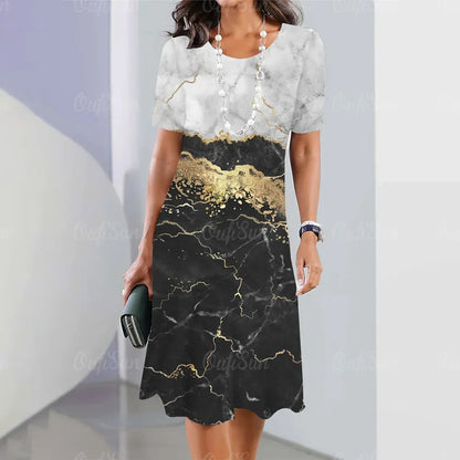 Vestido Midi Gráfico Elegante para Mujeres Tallas Grandes Verano