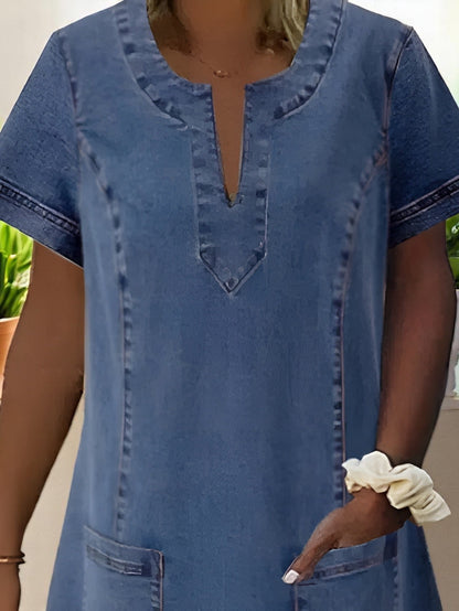 Célia | Vestido suave de denim con bolsillos