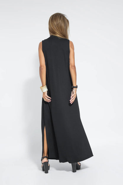 Vestido Valéria largo con cuello de pico